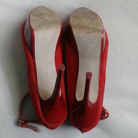ZARA red suede peep toe Heels - Picture 10 of 11